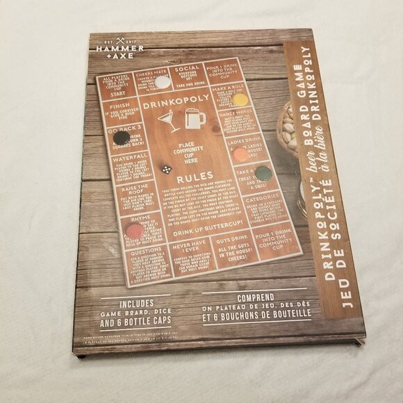 New Drinkopoly Beer Board Game Wooden Version Hammer & Axe BNIB - Picture 12 of 12